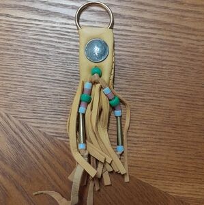 Vintage Indian Head Buffalo 1937 Nickel Deerskin Keychain Size:OS Source Unknown